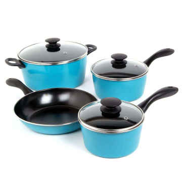 Amazon Vendor Elegante cozinha Esential 7 pedaço panelas antiaderente conjunto